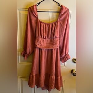 Elegant Long Sleeve Dress in Dusty Rose
